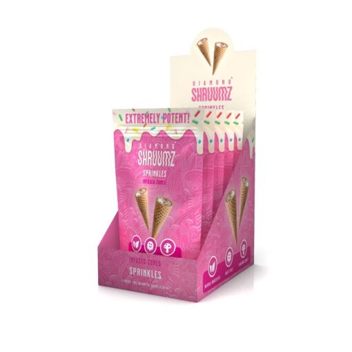Diamond Shruumz Sprinkles 5pk – Colorful mushroom-infused cones with vibrant sprinkles